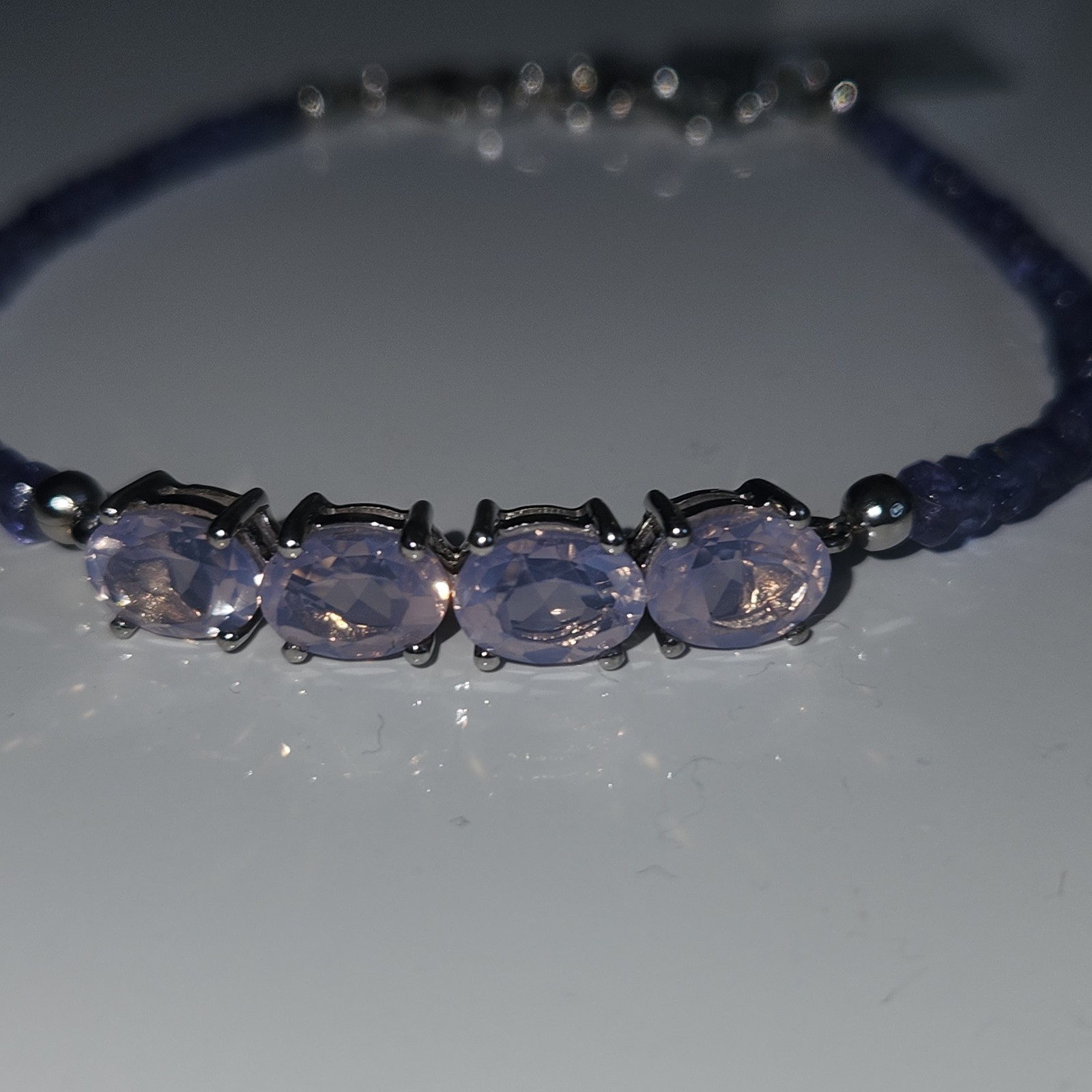 Lavender Quartz Bead Bracelet with Tanzanite in Sterling Silver 16.87cts