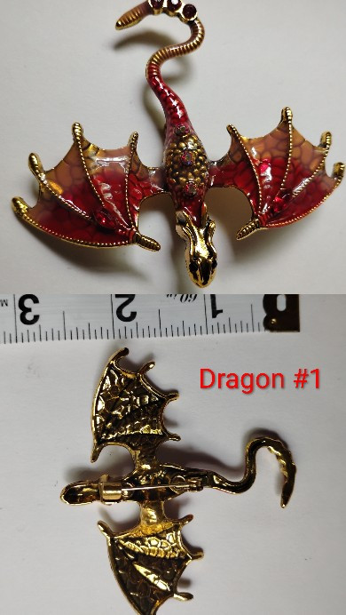 Enamel Rinestone Dragon Brooches | Colorful Mythical Animal Jewelry Pins