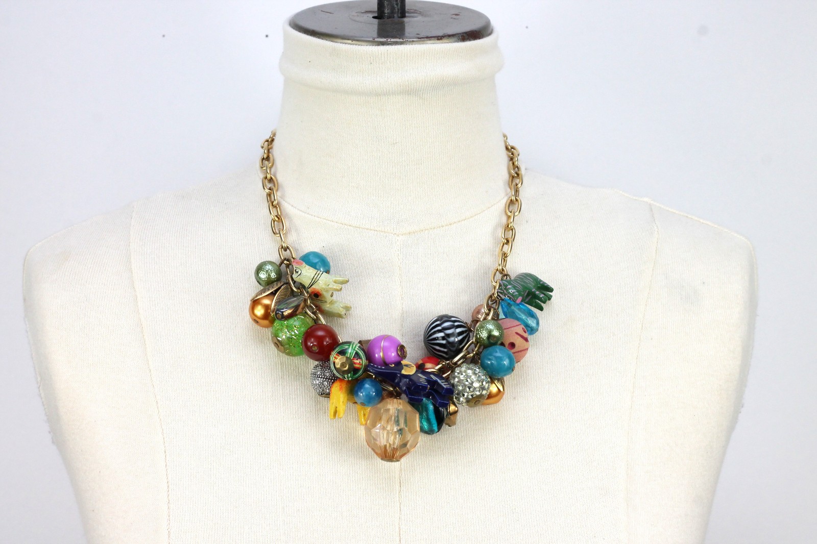 Lenora Dame Chunky Colorful Charm Animal Eclectic Statement Necklace