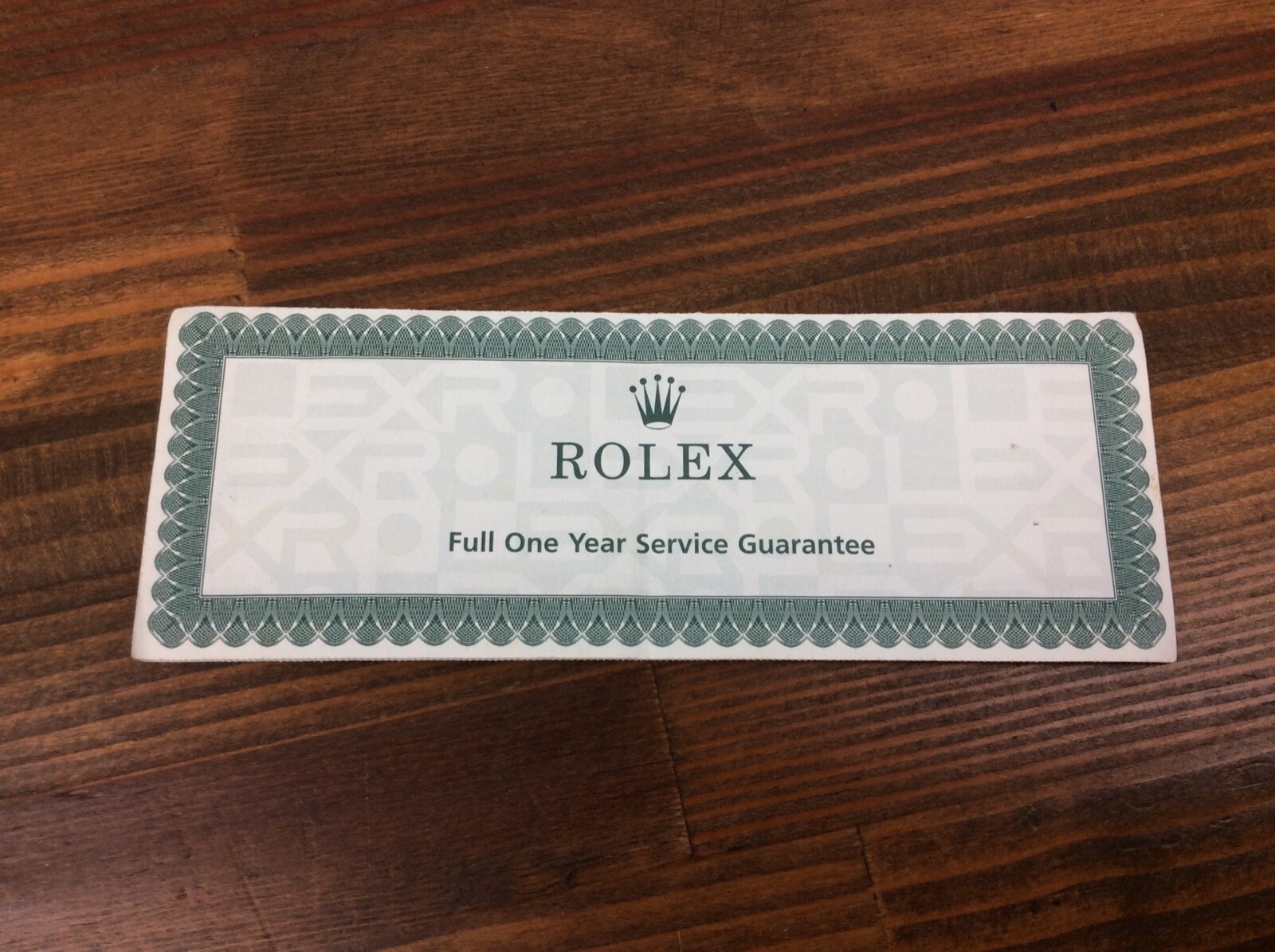 Rolex Full One Year Service Guarantee 1997 Accessories for Collectors