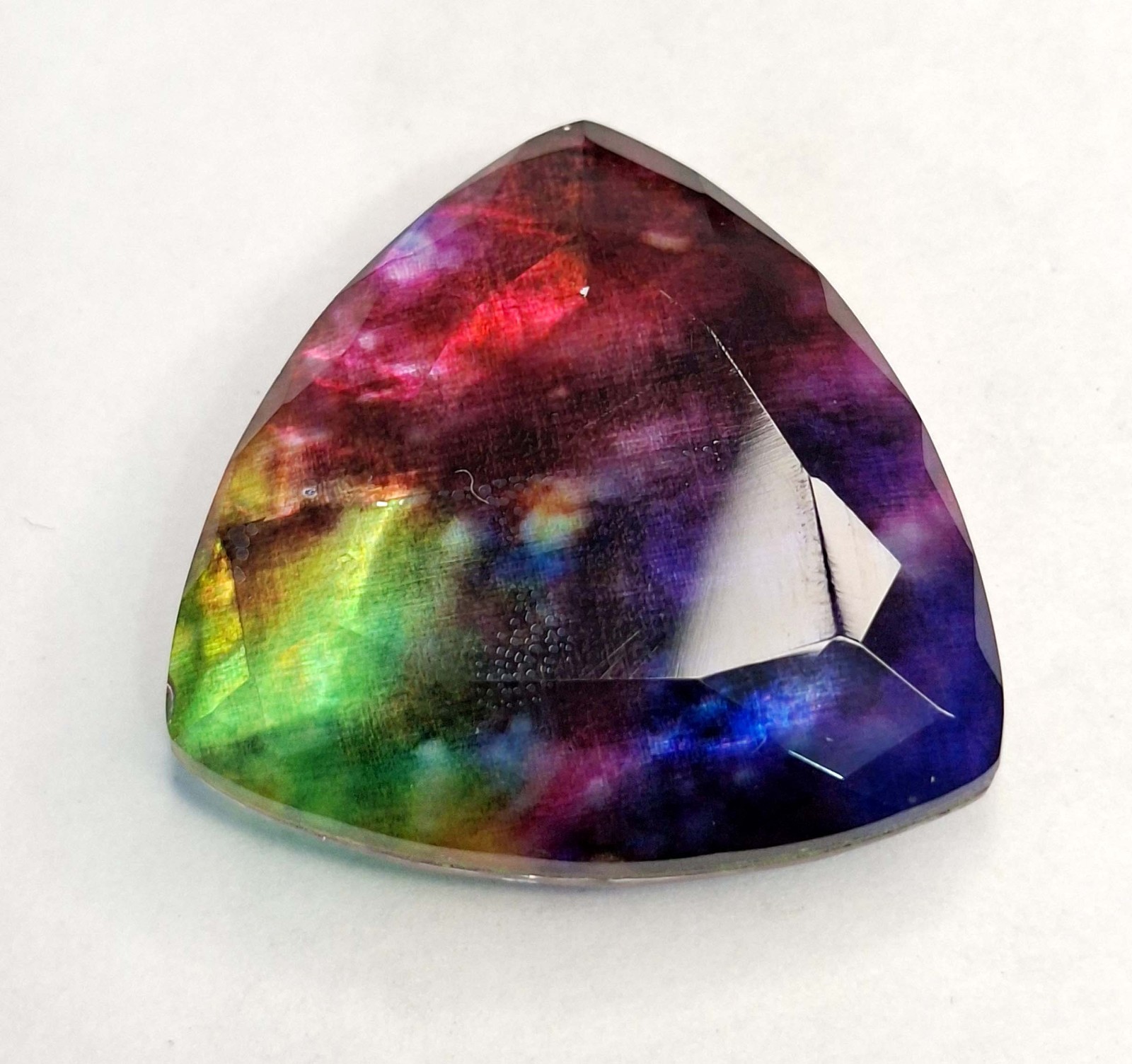 Doublet Trillion Cut Natural 46-48 Ct Ammolite Certified Loose Gemstone RK875