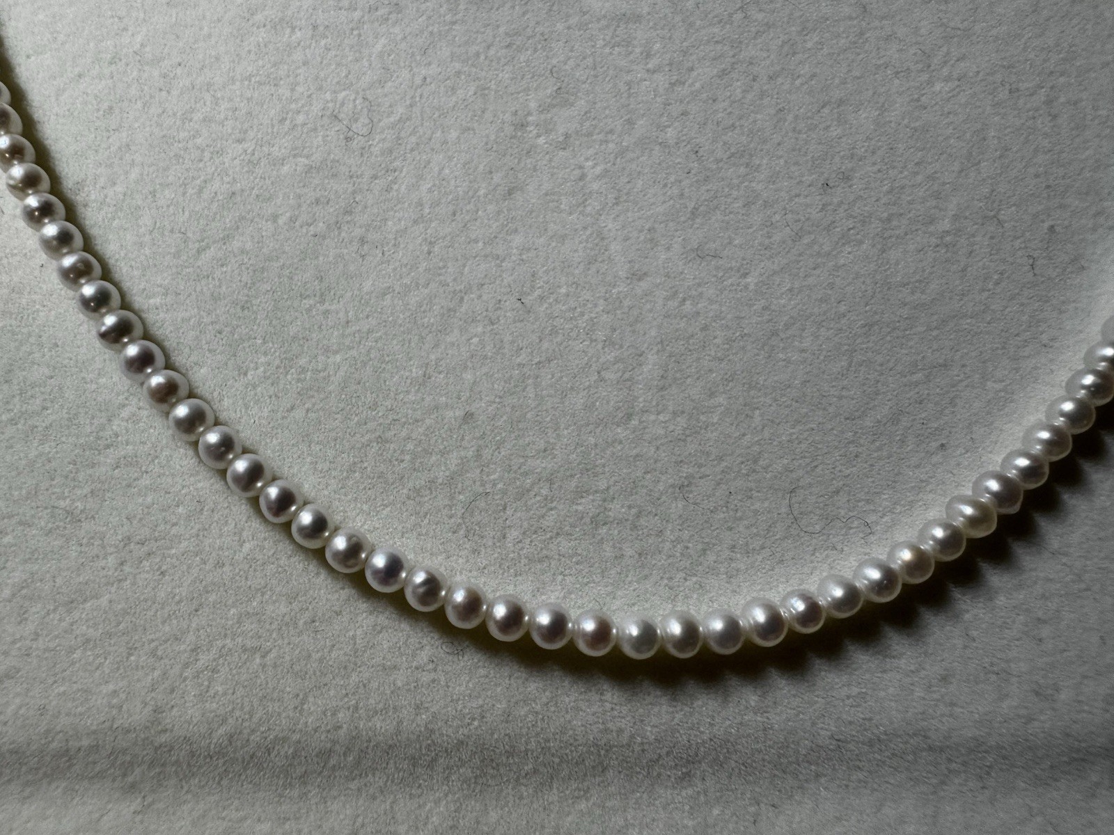 16-17 inches 3.5-4mm freshwater A+ white pearl necklace 18k gold clasp new NIB