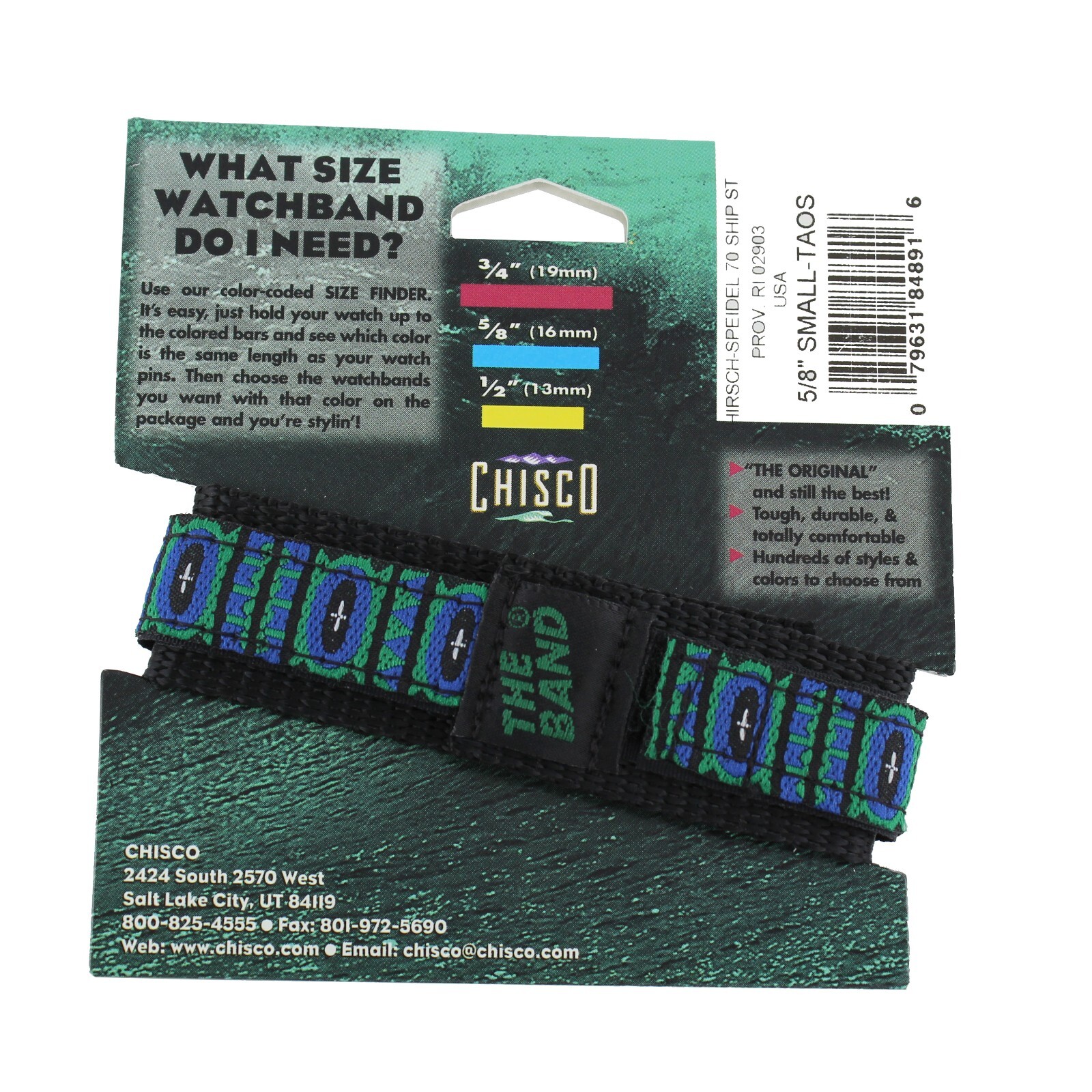 16mm The Band Chisco Stained Glass Blue Green Nylon Sports Wrap Watch Band