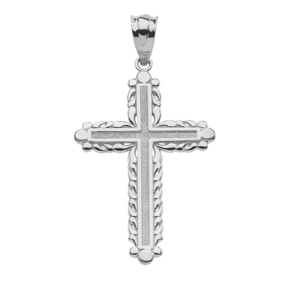 Gold Beaded Cross Pendant Necklace (Available in Yellow/Rose/White Gold)