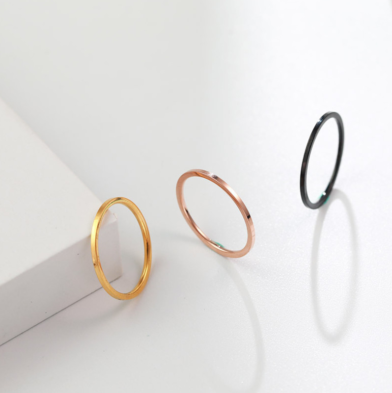 1mm Thin Plain Silver Gold Plated Stainless Steel Ring Wedding Band Size 3-10