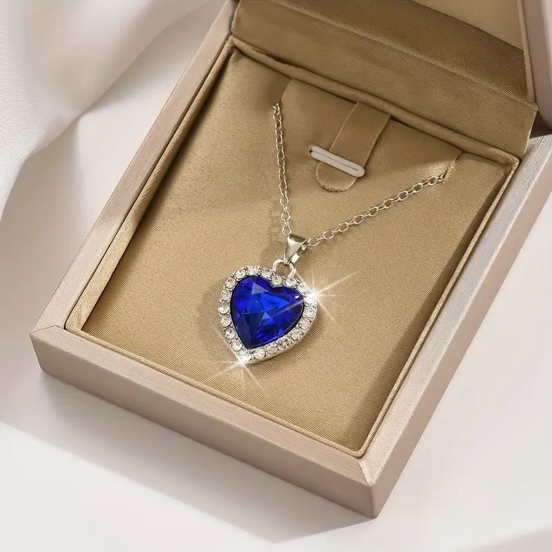 Blue Titanic Heart of the Ocean Crystal Pendant Necklace Rhinestone Jewelry
