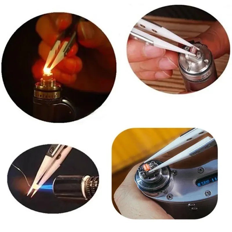 3pcs Ceramic Tip Soldering Tweezers Anti-Static Precision Electronic Tool Set