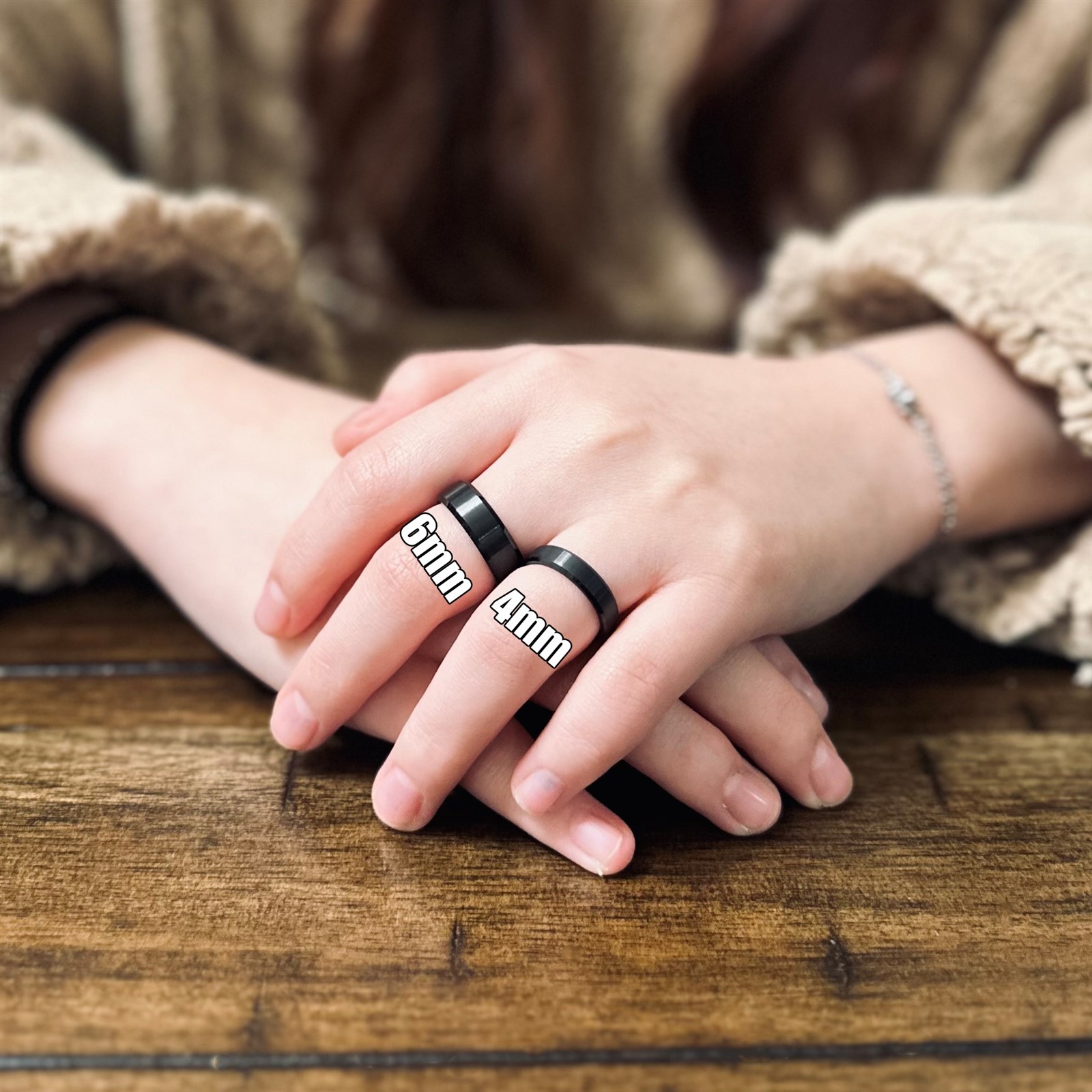 6/8mm Black Tungsten Carbide Brushed Comfort Fit Wedding Band Ring Men’s-Women’s