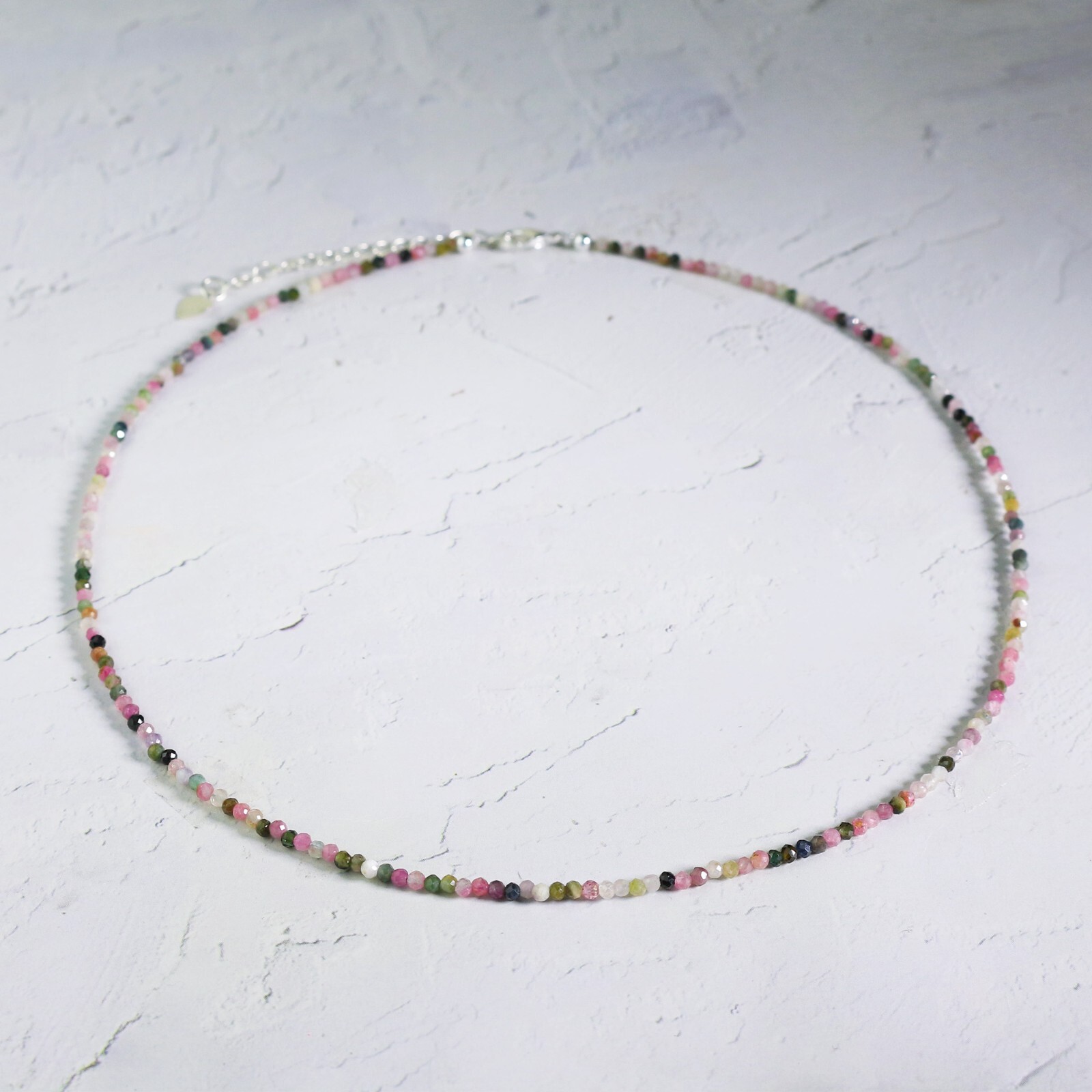 Natural Multicolor Tourmaline Beads Dainty Choker Gemstone Crystal Necklace Gift