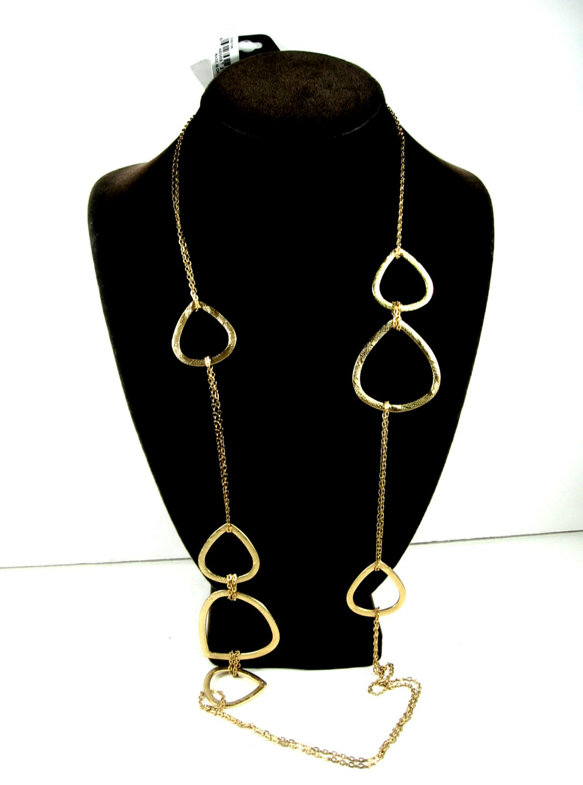 A.N.A Vintage NECKLACE Rounded Triangles Goldtone Designer Signed Tags Ana 36″