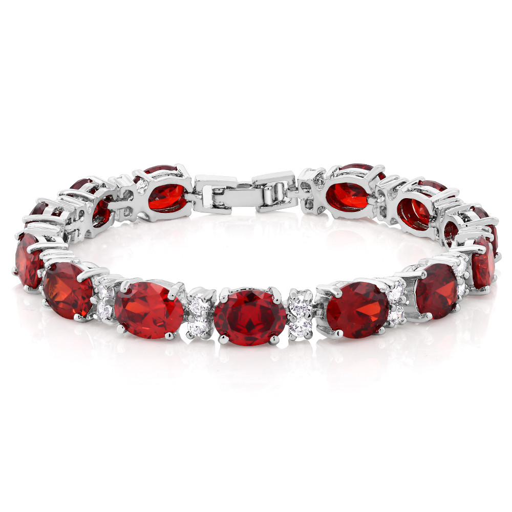 40.00 Cttw Red Color Cubic Zirconias CZ Tennis Bracelet For Women | 7 Inch