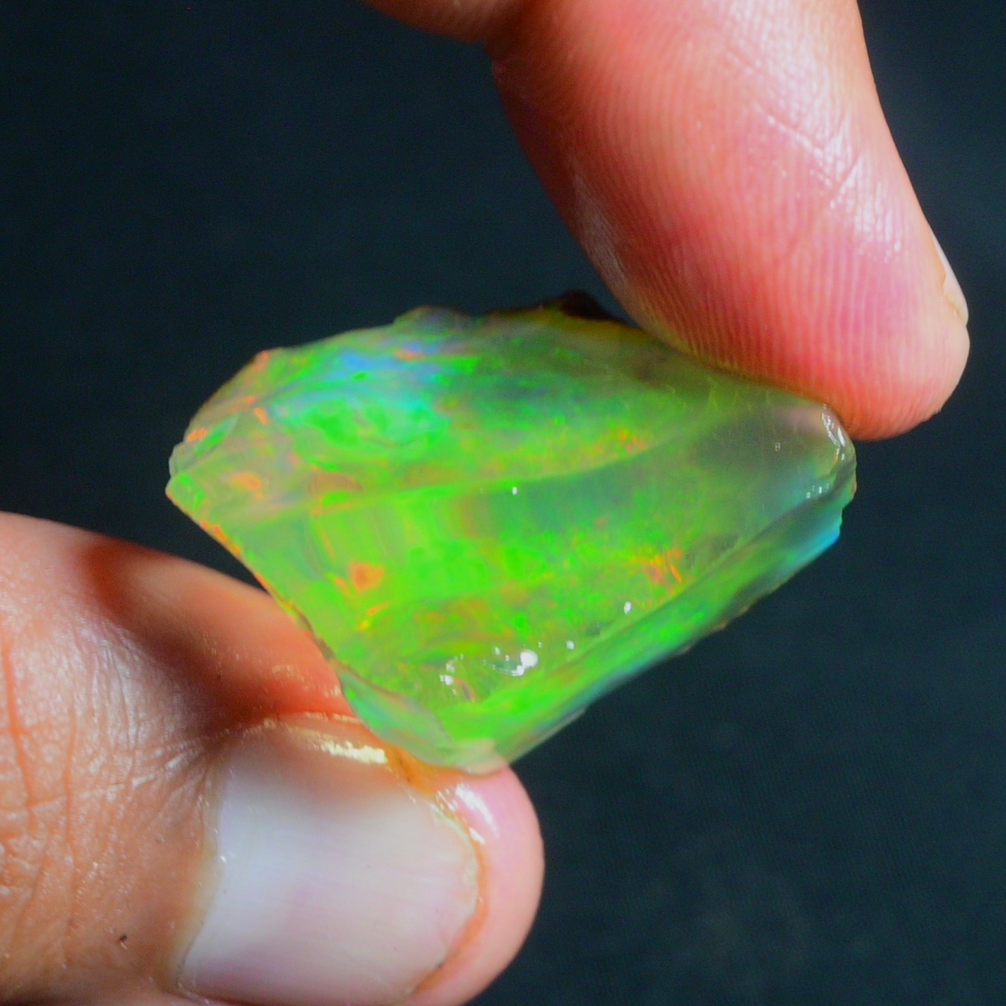 Stunning Multi Fire Natural Ethiopian Oil Opal Rough 50.00 Cts Raw Opal Specimen
