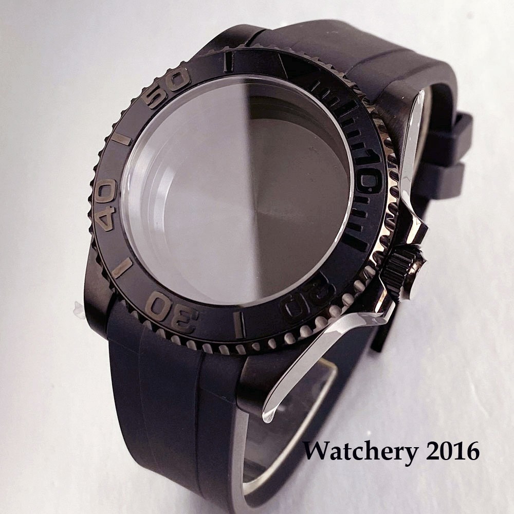 10ATM Black PVD 40mm Diver Watch Case Dial Hands Set NH35 NH36 Auto Watch Parts