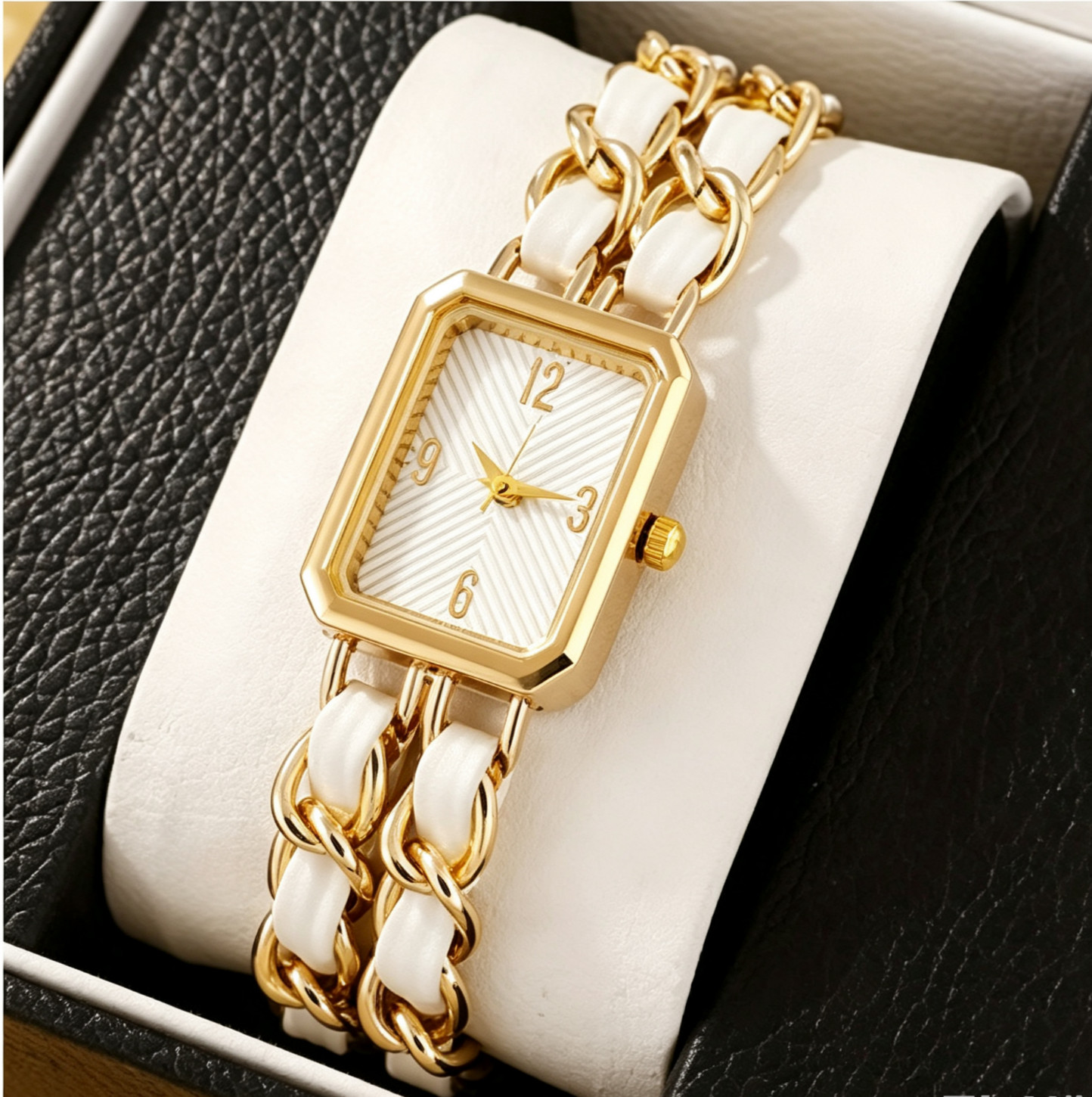 Women Vintage Square Quartz Watch Leather Chain Strap Dress Wrist Watch Fashion