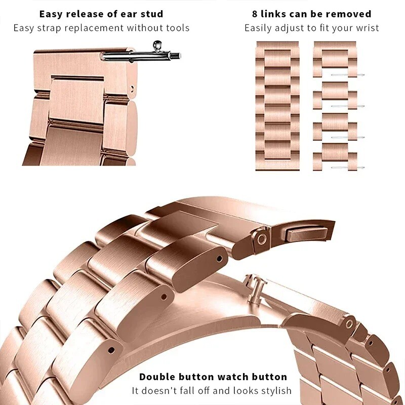 18/20/22mm Metal Watch Band Strap Replacement Stainless Steel Wrist Bracelet