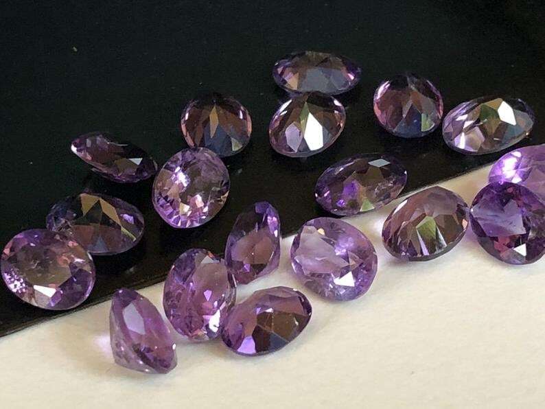 4x6mm African Amethyst Oval Cut Stone Lot, Natural Pointed Back Oval Faceted