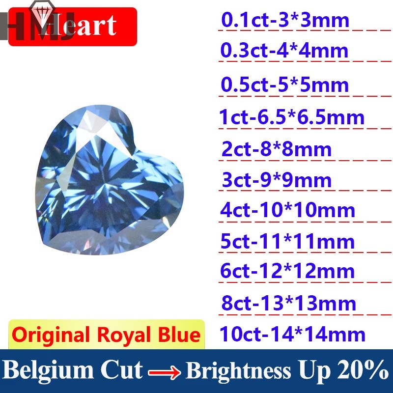 GRA VVS1 Round/Oval/Pear Royal Blue 0.1ct-5ct Multiple Shapes Loose Moissanite
