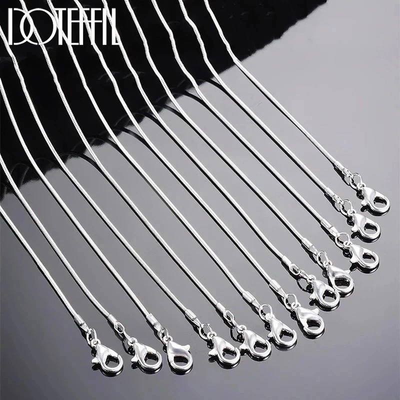 10PCS wholesale 925 sterling solid silver snake chain necklace1MM 16-30inch