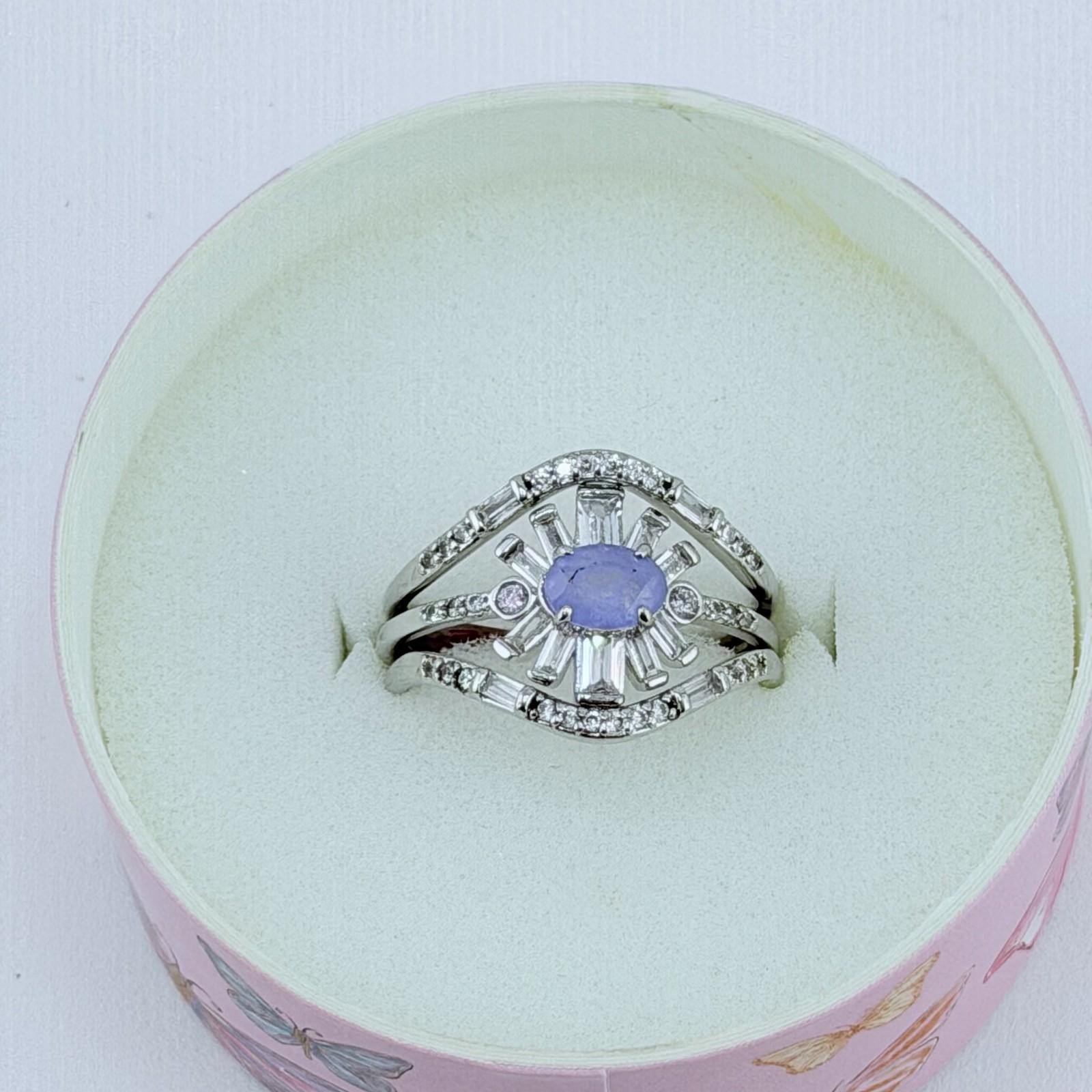 Bomb Party Lymphoma Awareness Ring Sz 11 ” Trust The Journey” Lavender Fluorite