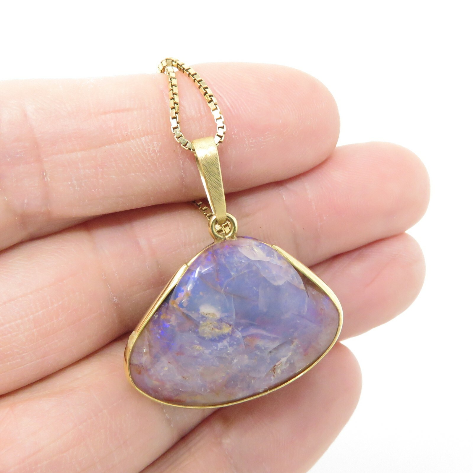 NYJEWEL Bruno Guidi 18k Gold 30 x 25mm black opal Pendant Necklace 21.5″