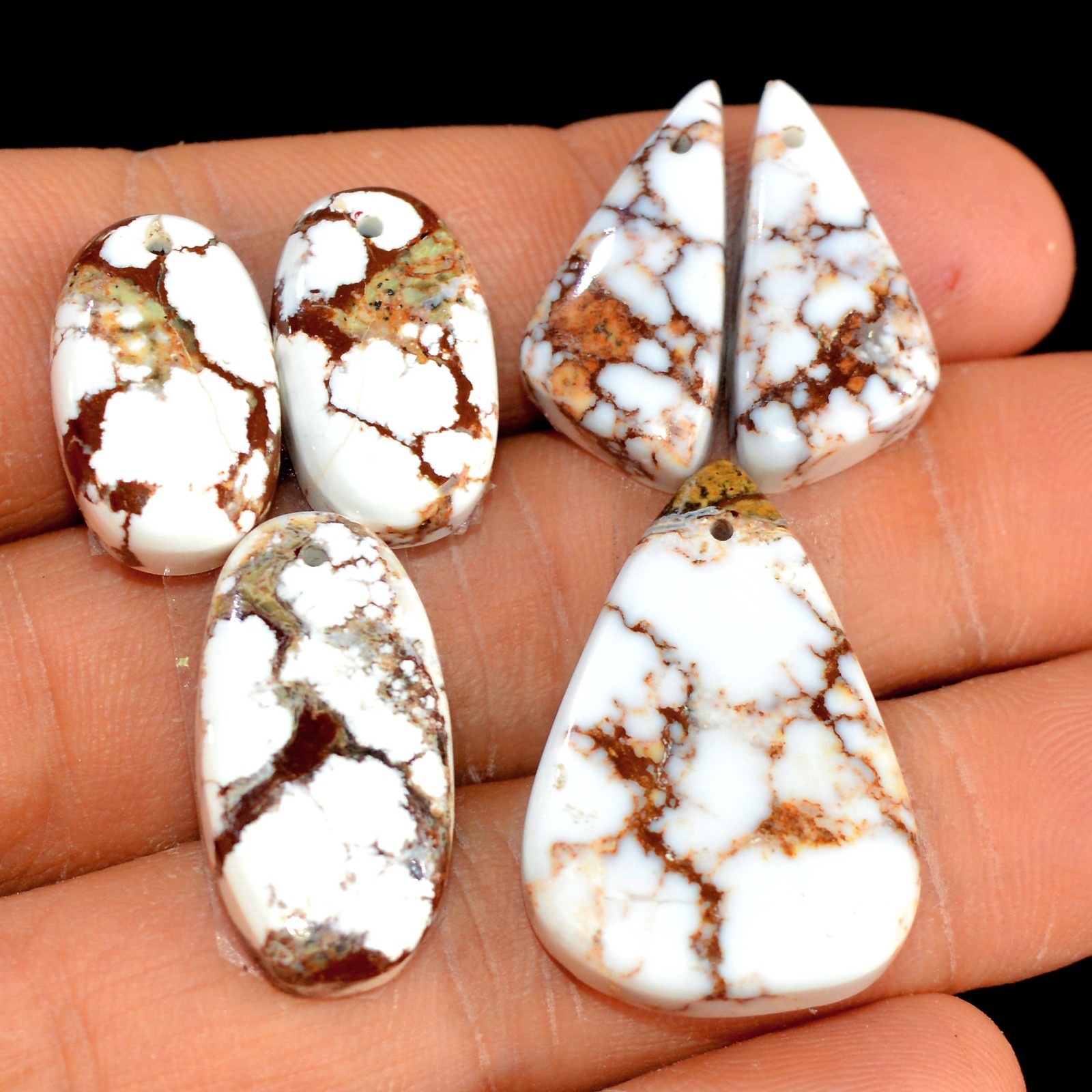 2Set 83Cts Natural Wild Horse Jasper Gems 28×17 24×10 / 20×9 17x10mm #R-15517