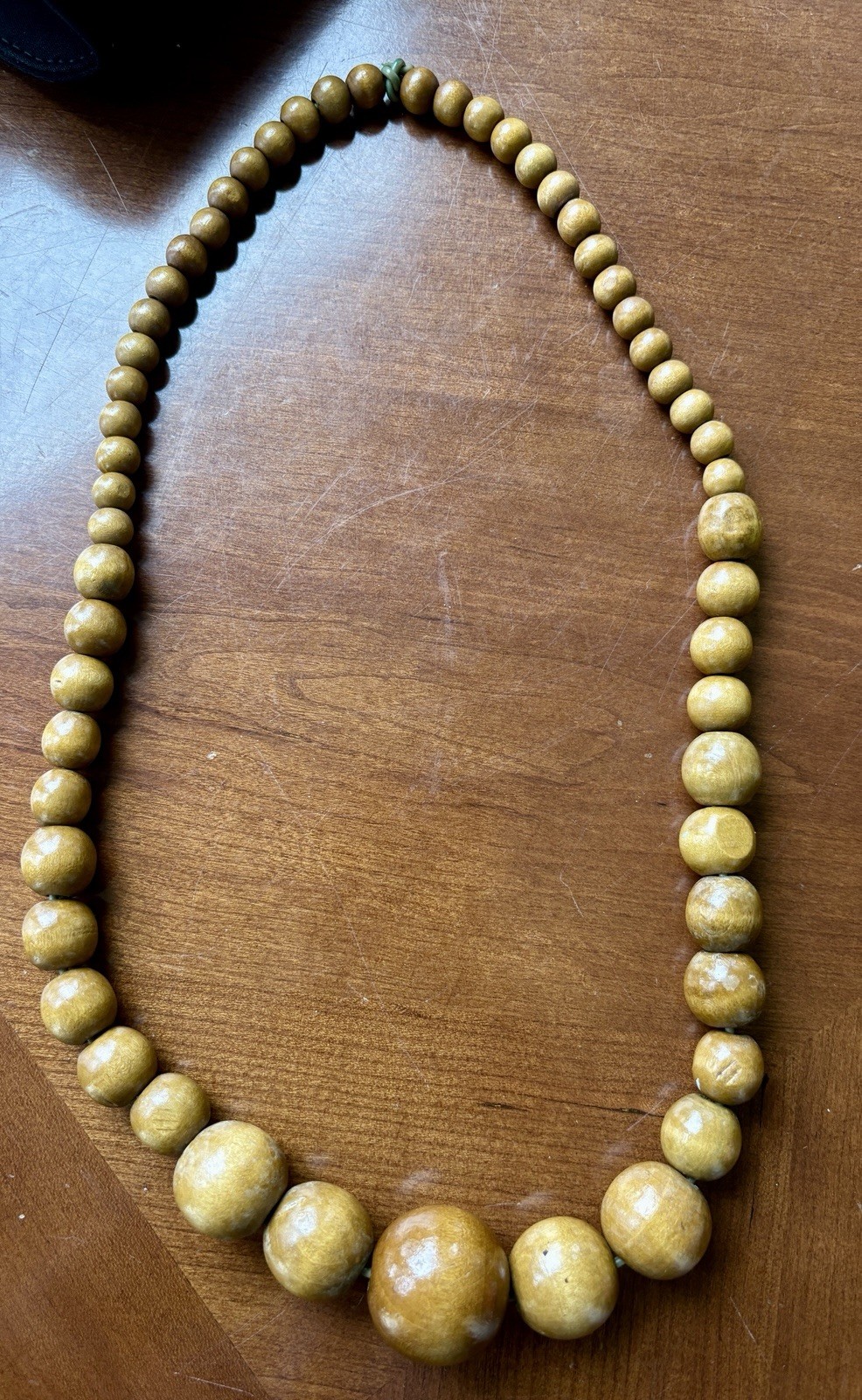 26″ Vintage Chunky Brown Wood Beaded Statement Necklace Boho No Metal No Clasp