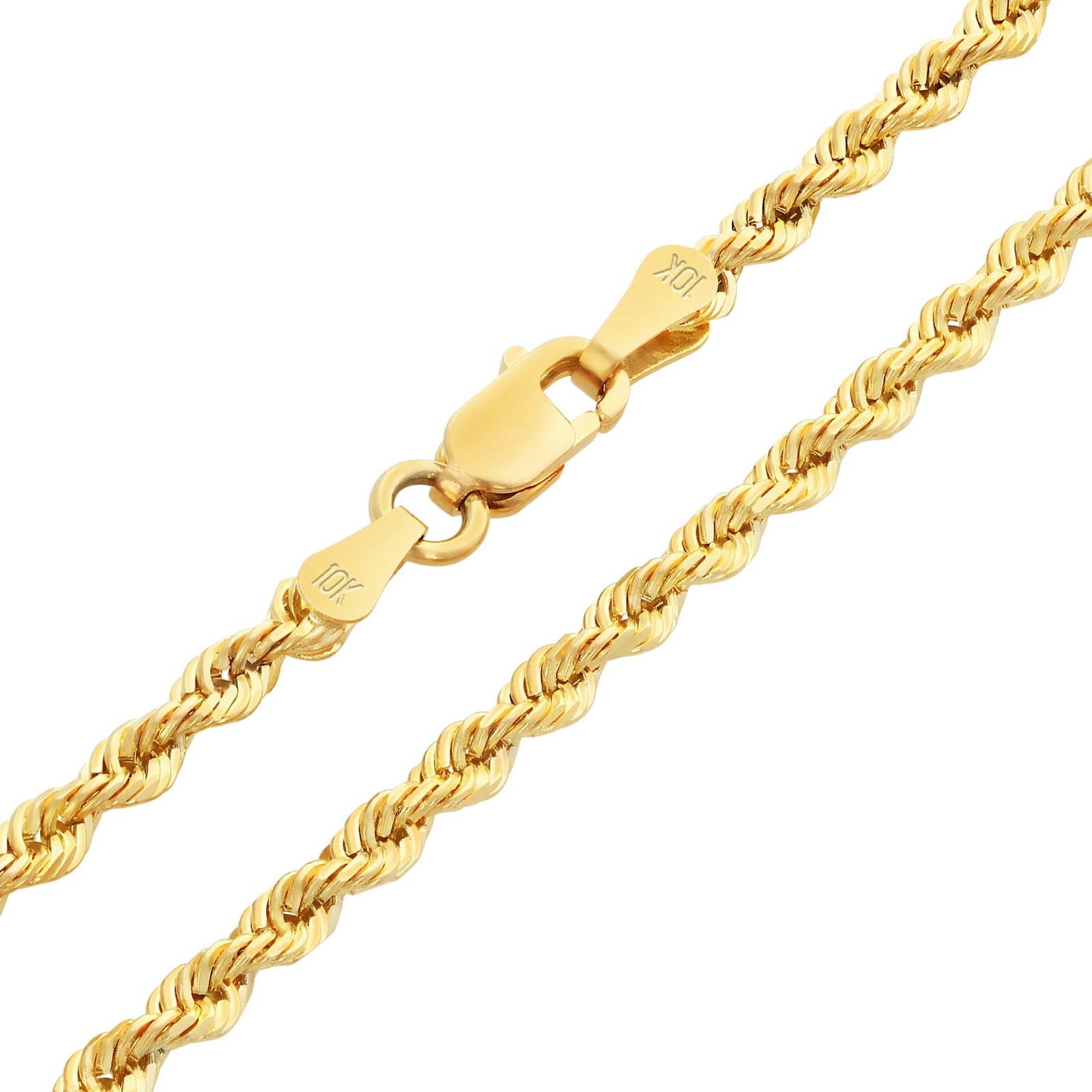 10K Yellow Gold 2.5mm Diamond Cut Rope Chain Bracelet Mens Womens 7″ 7.5″ 8″ 9″