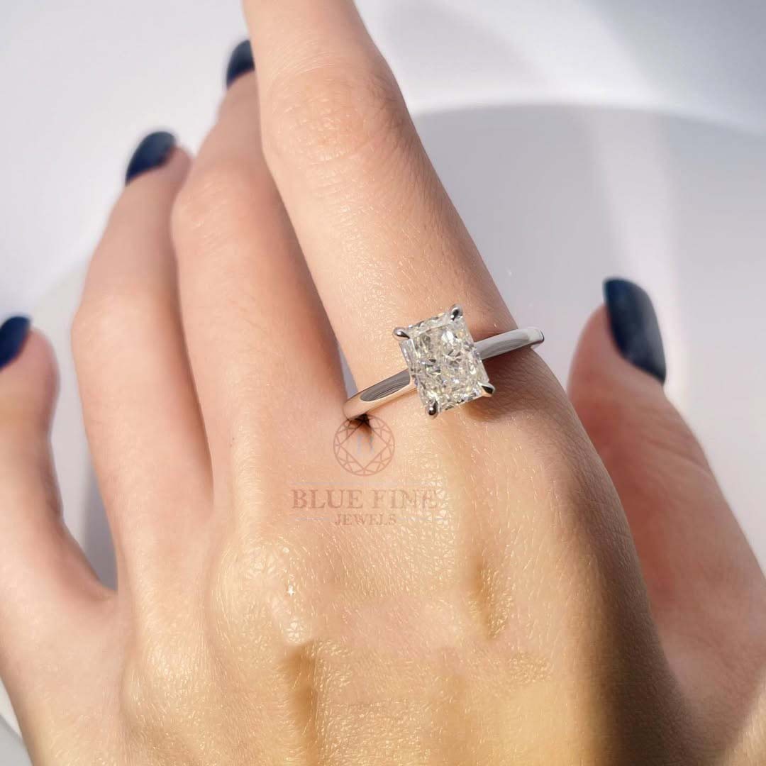 3.00Ct Emerald Cut CZ Diamond Ring 14k Gold Ring Solitaire Engagement Ring