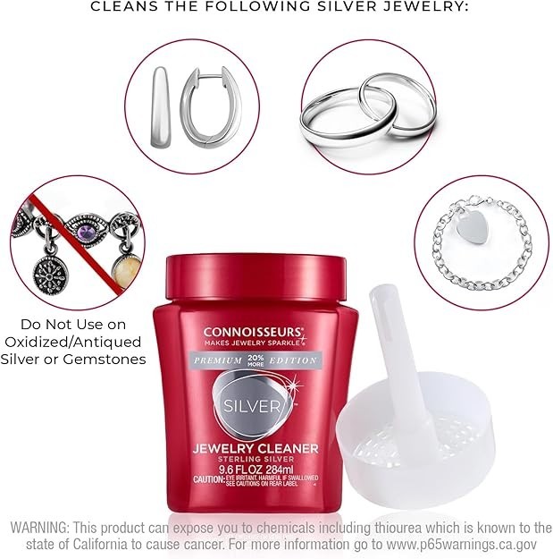 CONNOISSEURS Premium Silver Jewelry Cleaner 9.6oz Value Size Tarnish Remover