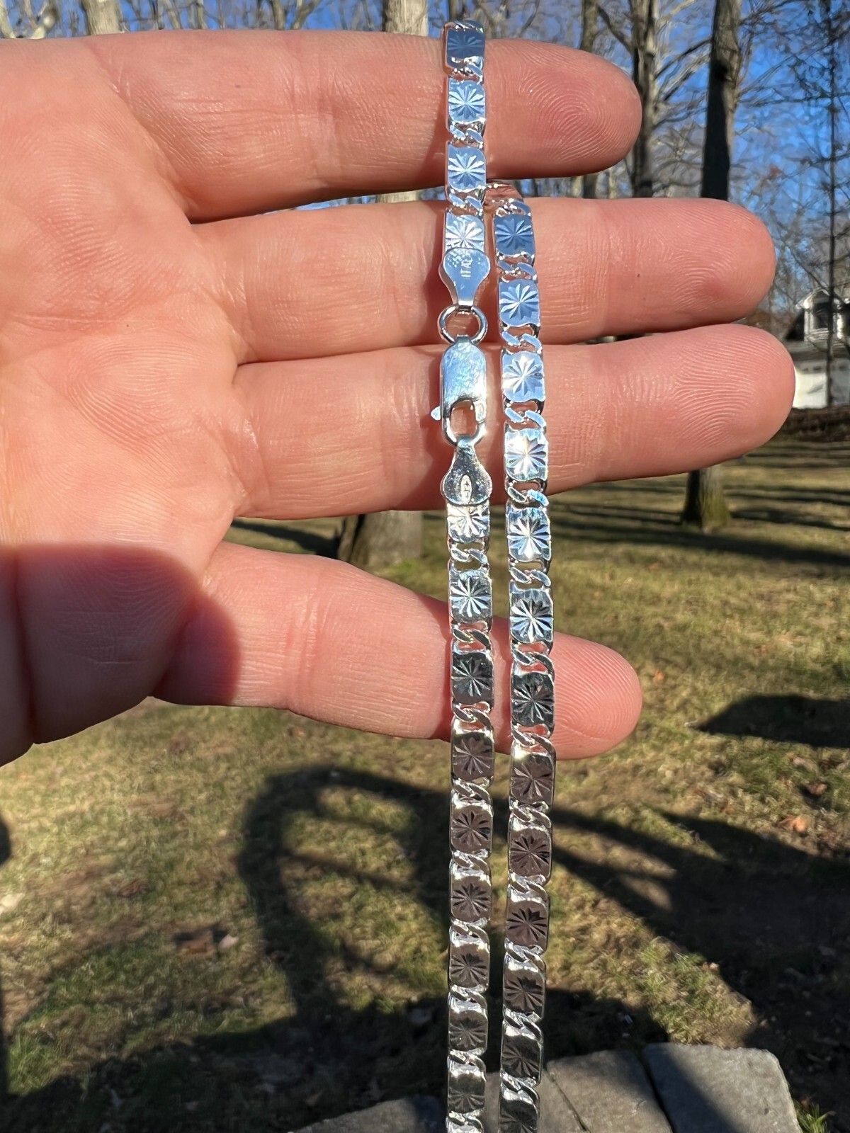 Valentino Star Chain Or Bracelet Solid Real 925 Sterling Silver ITALY 3-5mm