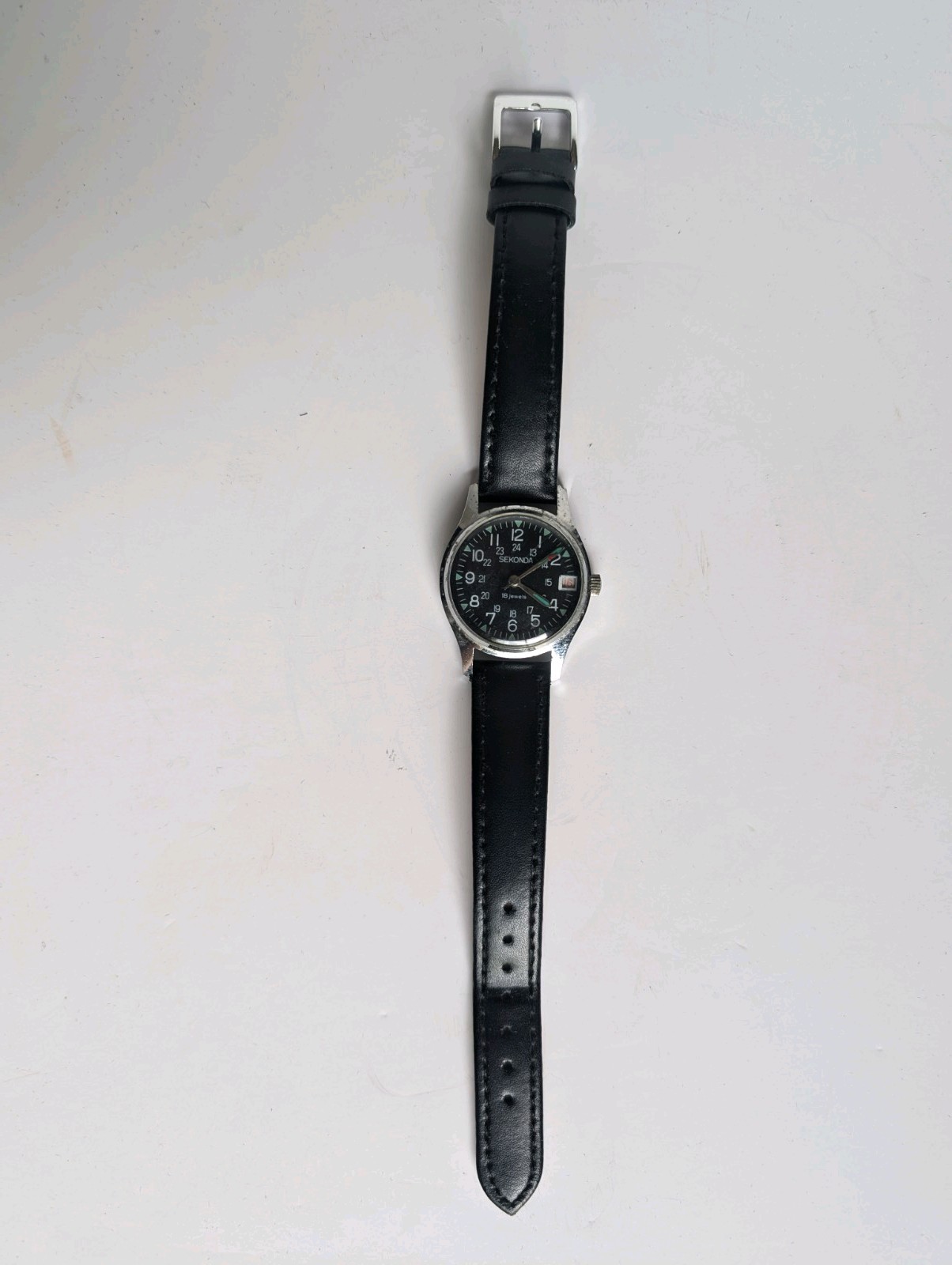 Vintage Sekonda 18 Jewel USSR Movement Military Watch Black Dial Working