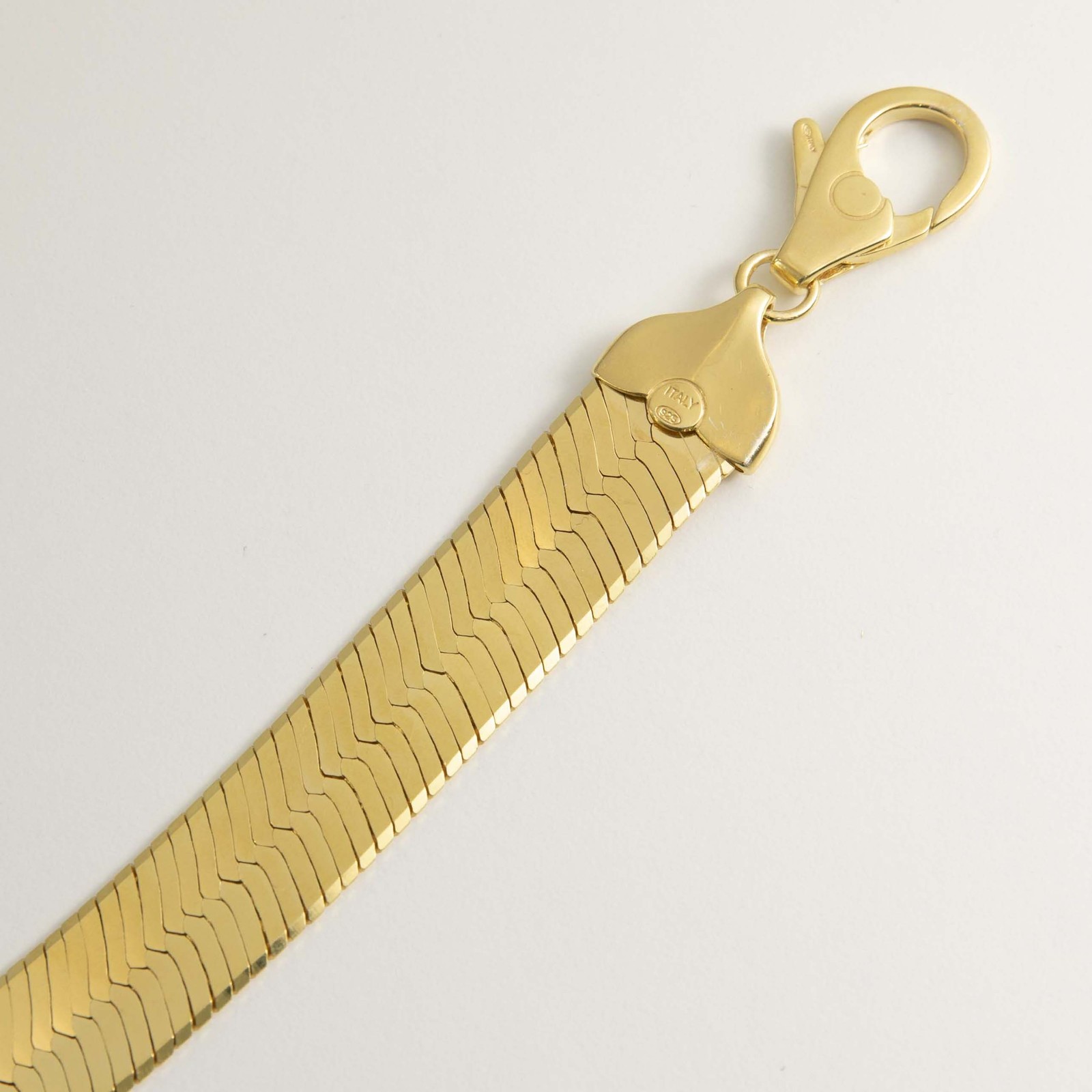 16mm Bold Herringbone Chain Necklace 14K Yellow Gold Plated Sterling Silver 925