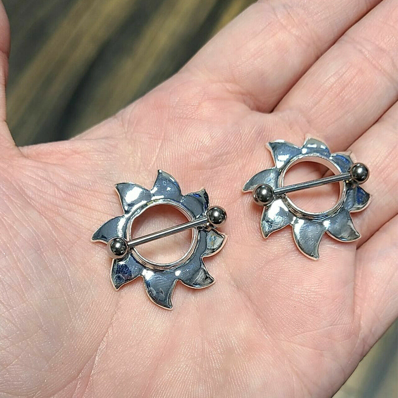Nipple Shields Surgical Steel Tribal Blade Design 14g – Sold as a pair