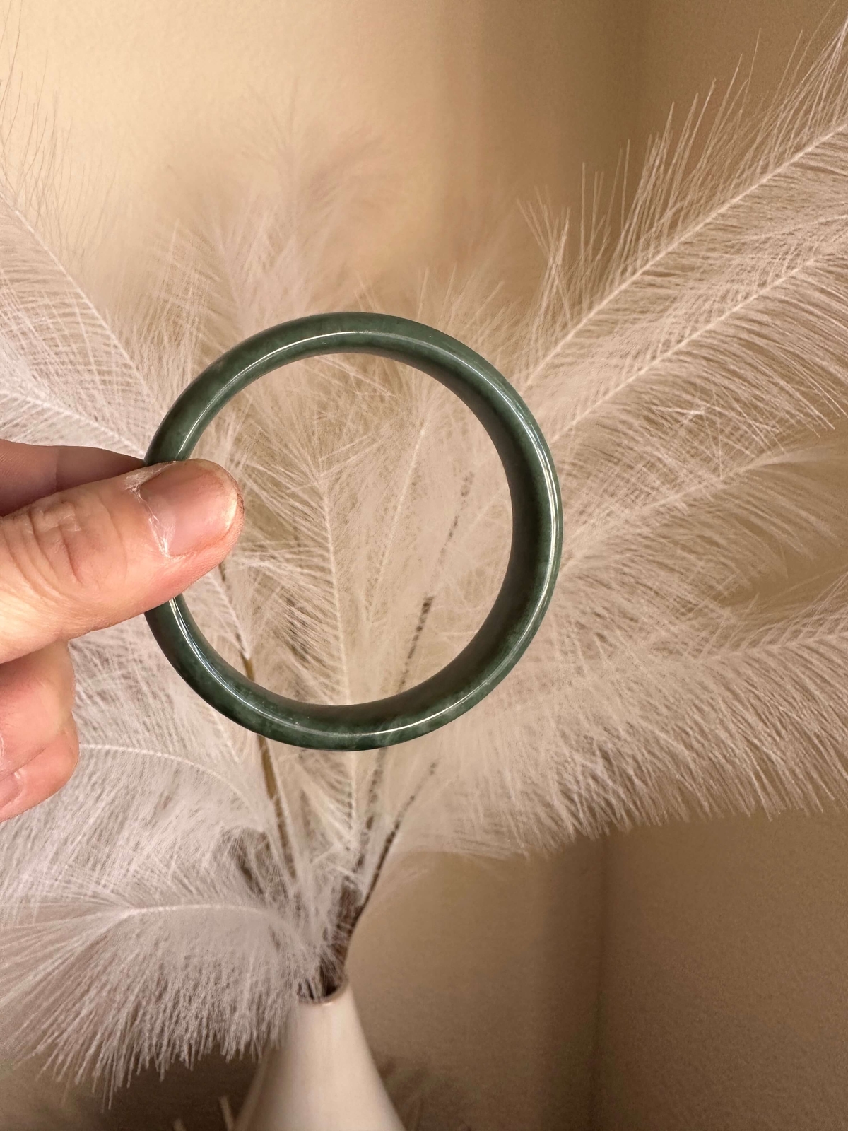 Gorgeous Dark Green Real Jade Bracelet Bangle Taiwan Wealth Good Fortune Luck RX