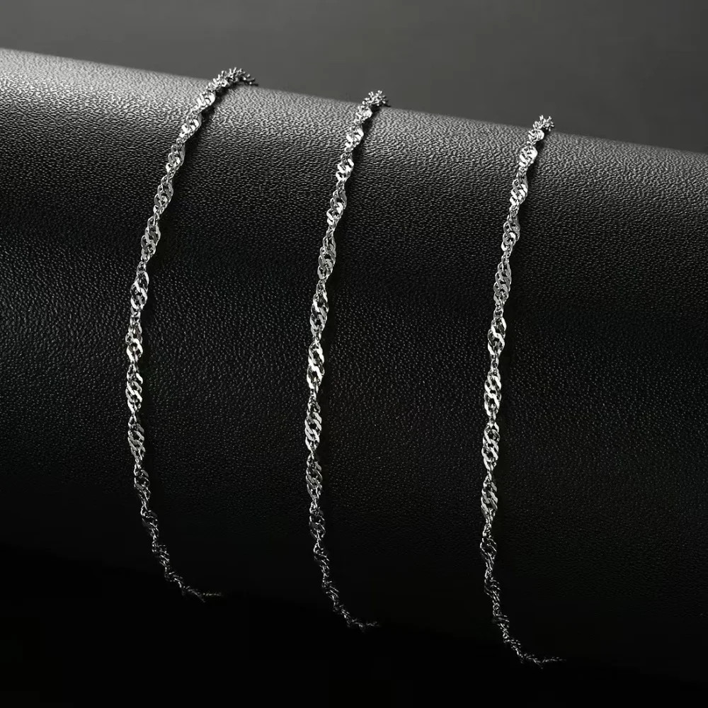 Hip Hop Stainless Steel Water Wave Chain Necklace Retro Gold Color Men Clavicle