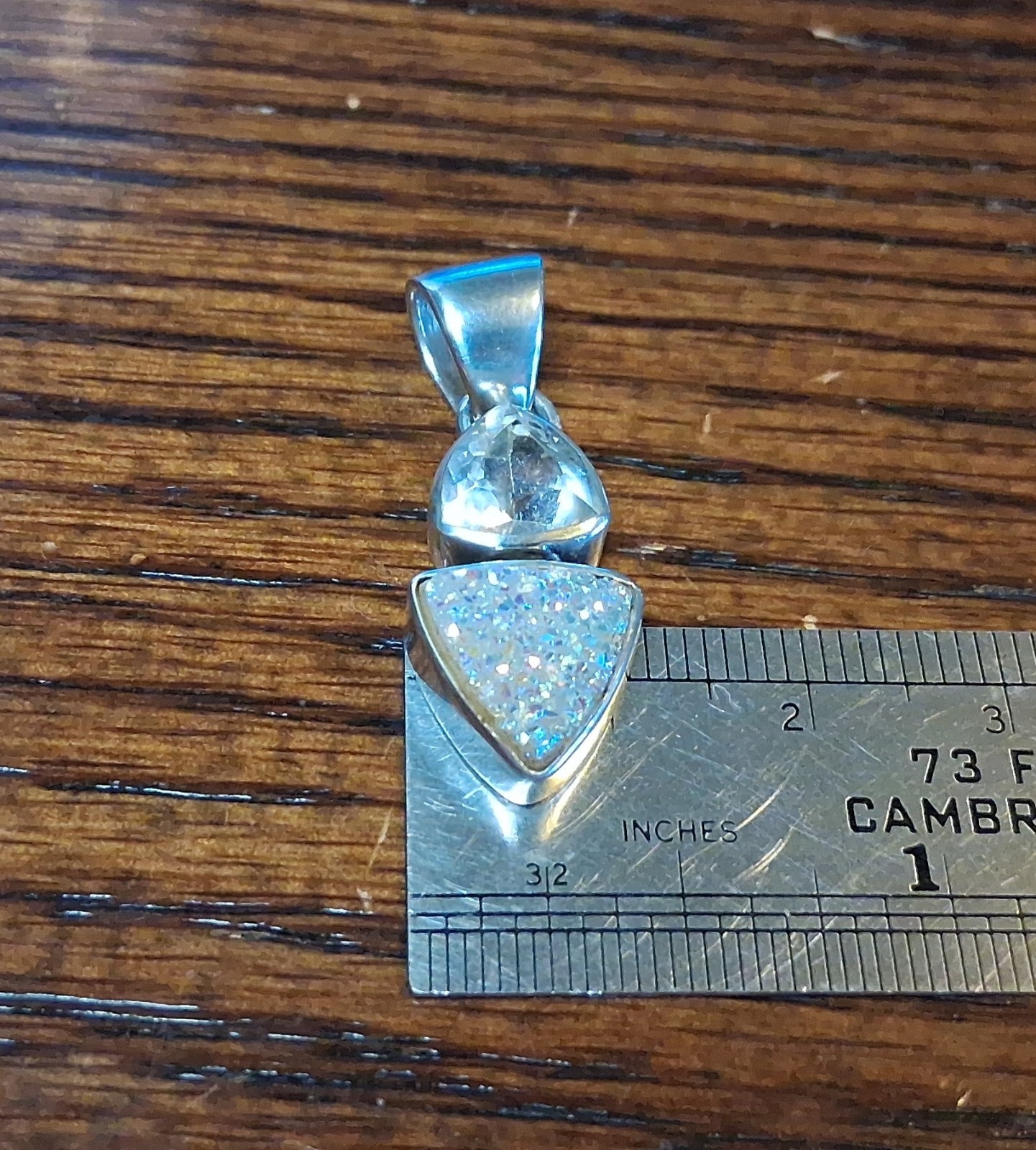 Starborn Sterling Topaz & Rainbow/AB Druzy Pendant 4.3g See Pics/Description
