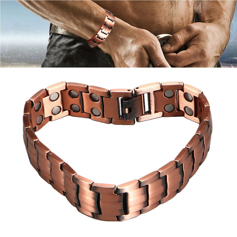 Men’s Bracelet Magnetic Therapy Arthritis Pain Relief Pure Solid Copper Bangle