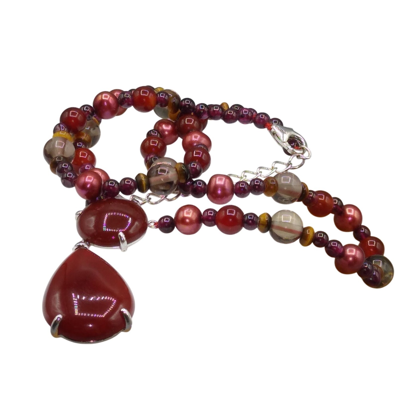 VAR 925 Garnet Necklace, Armen Vardapetyan, Armenian Artisan, Gemstone Beaded