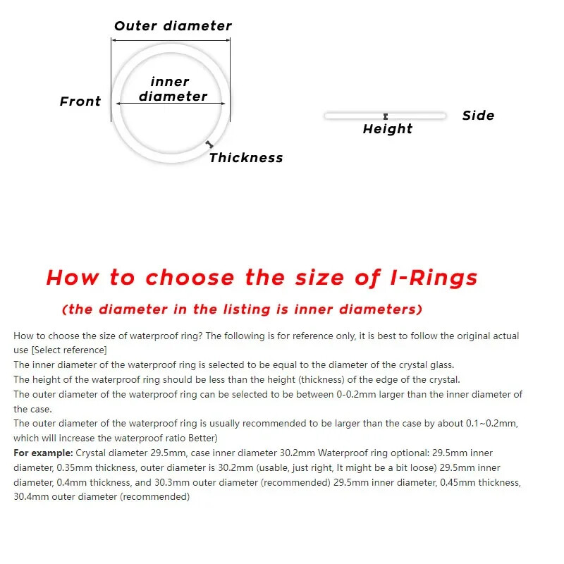 0.6mm 0.9mm Water-proof Watch Gasket Back Cover Rings 16mm-42mm Rear Case I-Ring