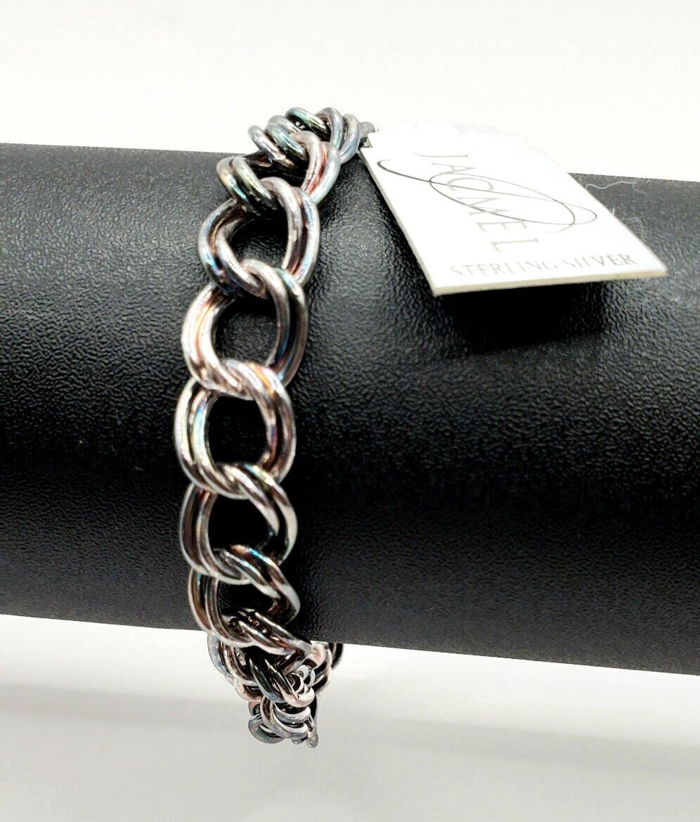 NWT New Vintage Old Stock JCM 925 Sterling Silver Double Curb Link Bracelet