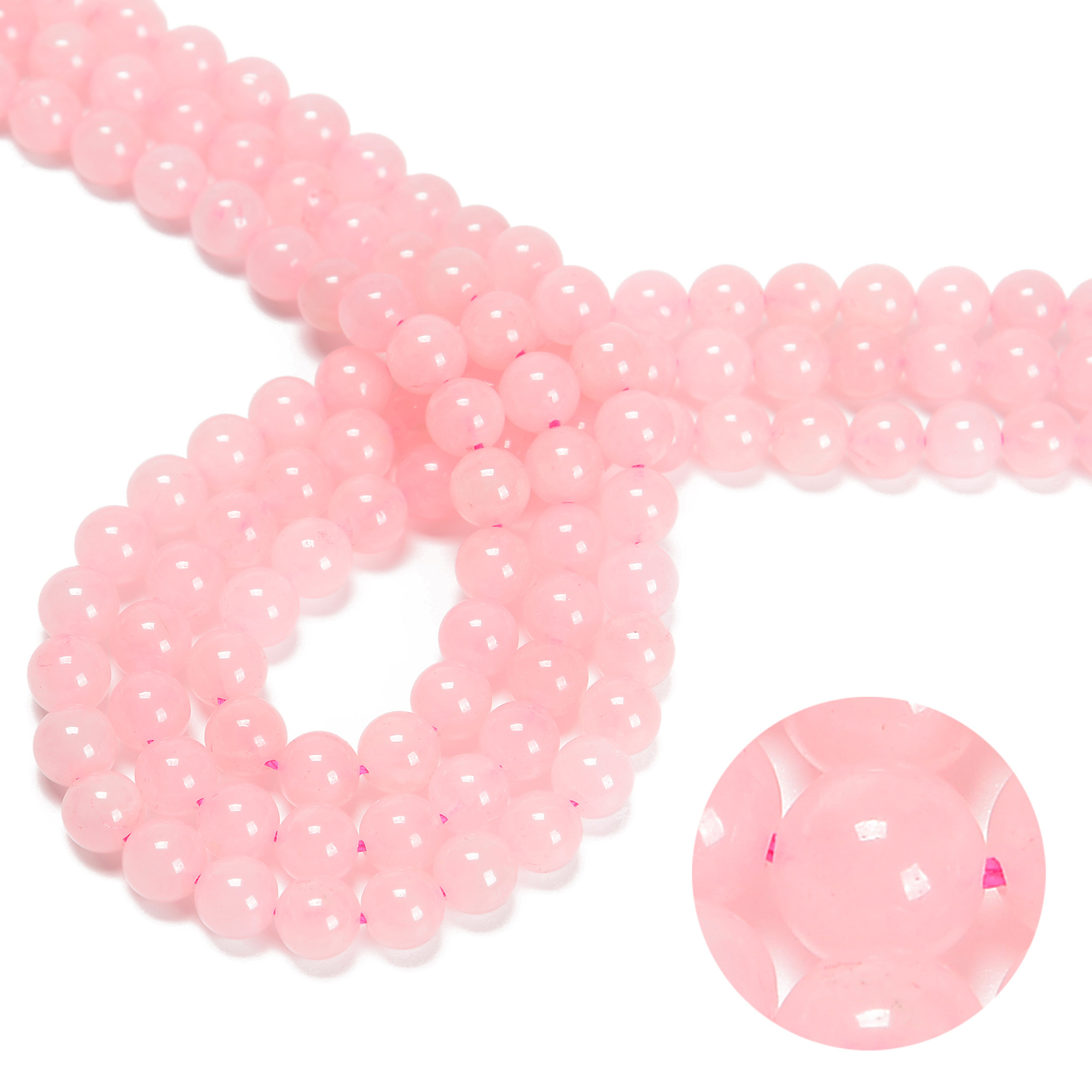 Rose Quartz Smooth Round Beads 4mm 6mm 8mm 10mm 12mm 15.5″ Strand