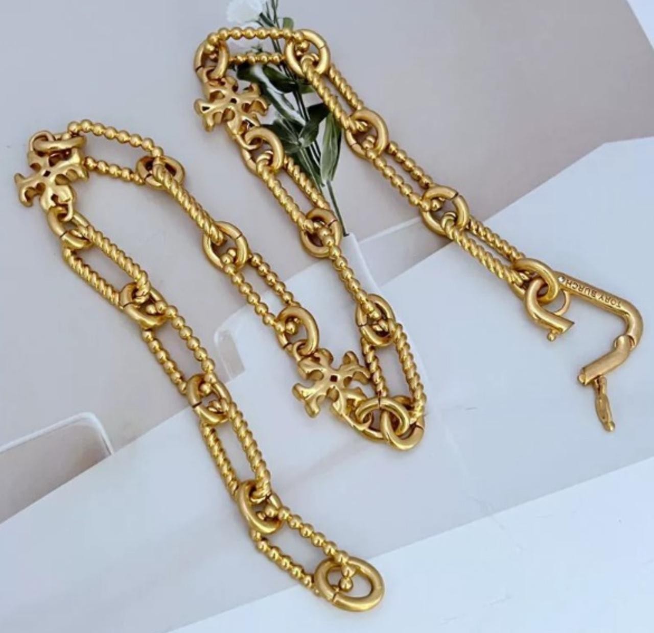 New Tory Roxanne Gold Choker Necklace with Jewelry Pouch Size:40cm