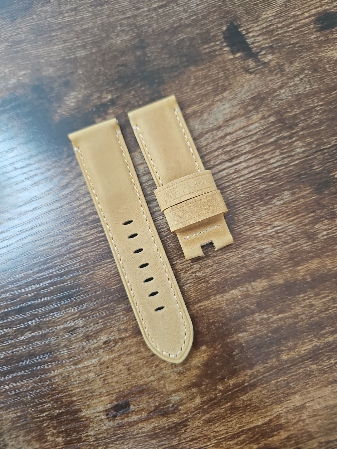 Panerai Watch 24/22mm OEM Light Military Brown Strap for Deployment Buckle
