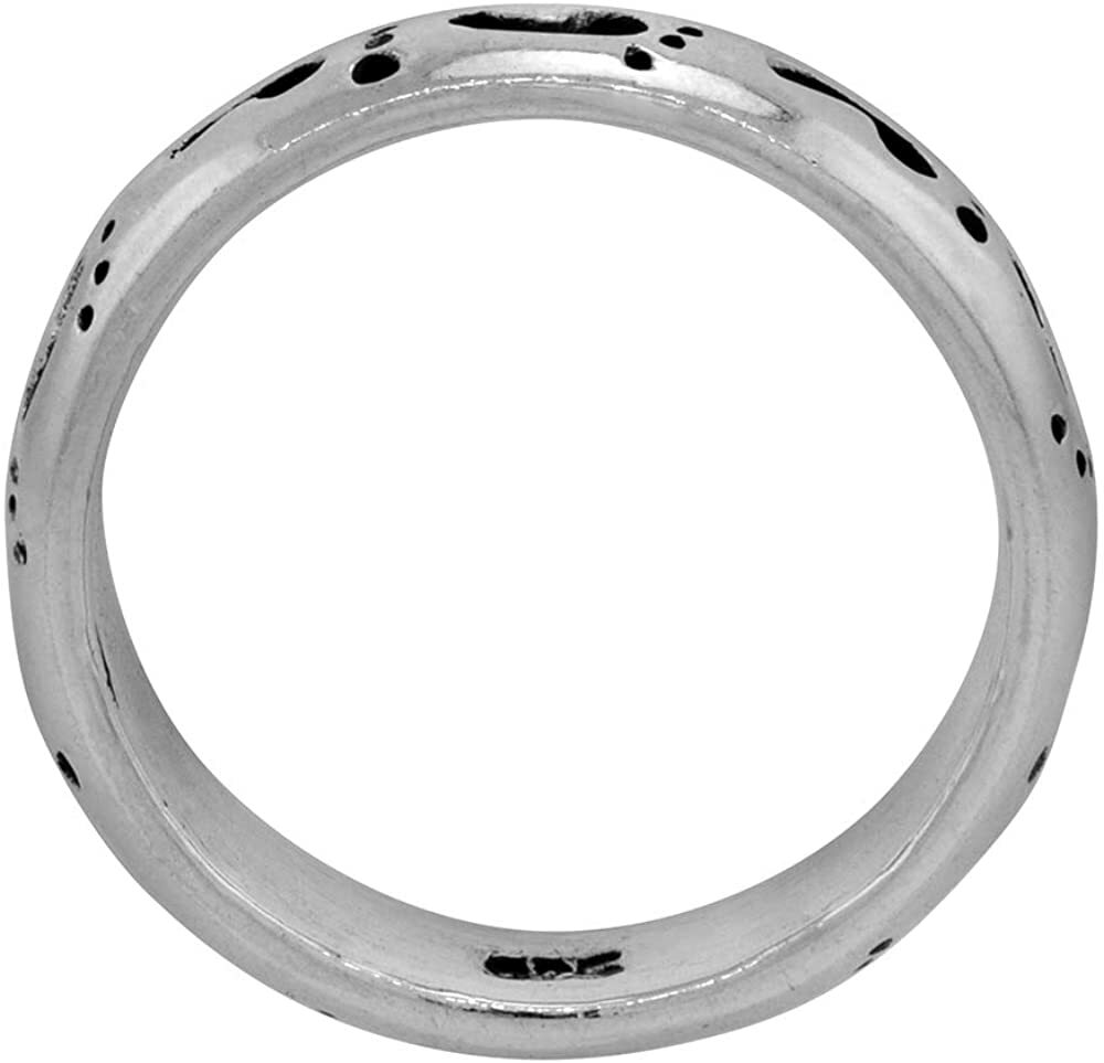 3mm Sterling Silver Footprints in The Sand Stackable Ring 1/8 inch Sizes 6 to 10