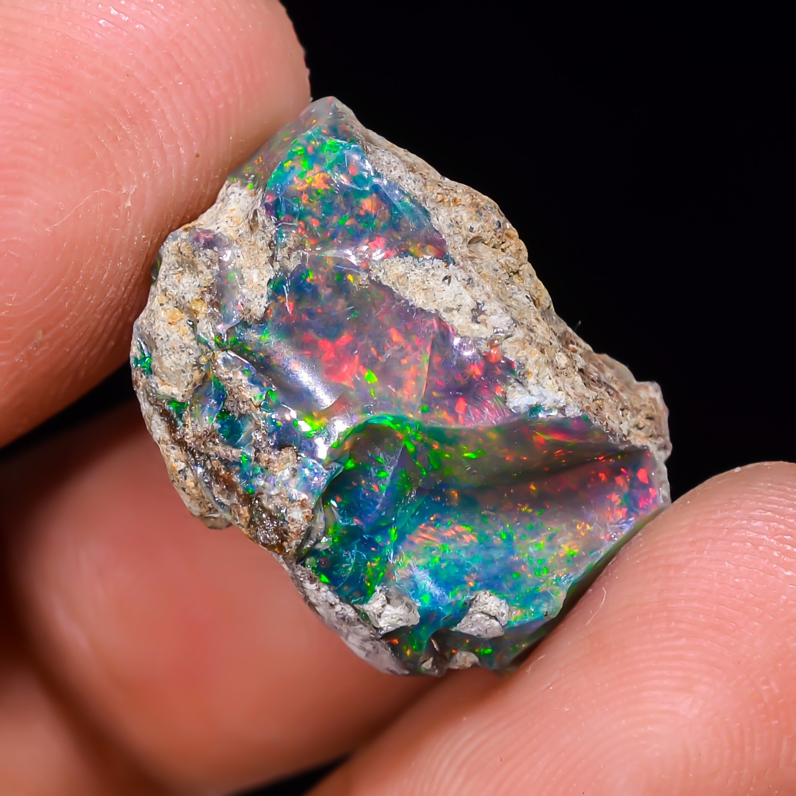 10 Ct Black Ethiopian Opal Rough, Jewelry Grade Welo Opal Rough, Multi Fire Opal