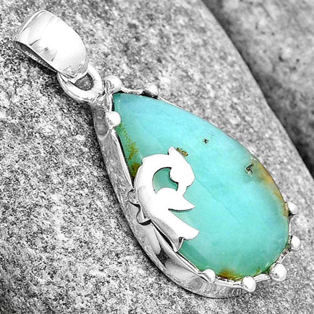 Natural Boulder Chrysoprase Australia 925 Sterling Silver Pendant Jewelry P-1698