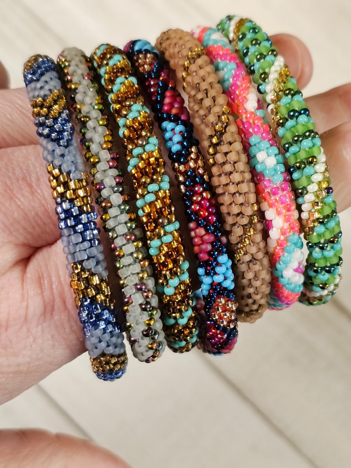 G14 7 PCs Nepal Beaded Bracelets Assortment Seed Bead 7″ Average Size FREE SHIP