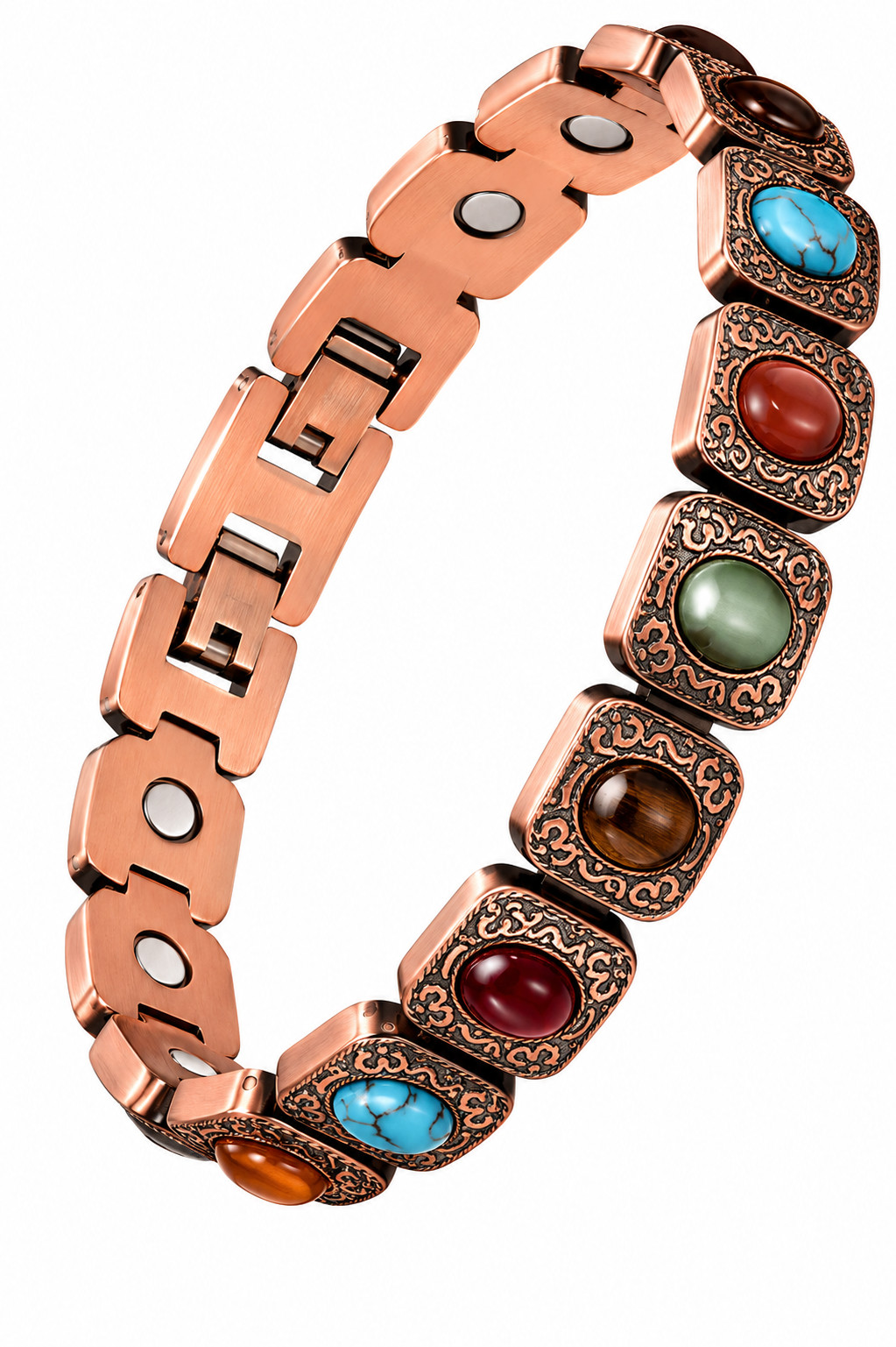 99.99% Pure Copper Magnetic Bracelet Women Adjustable Natural Stone Gift