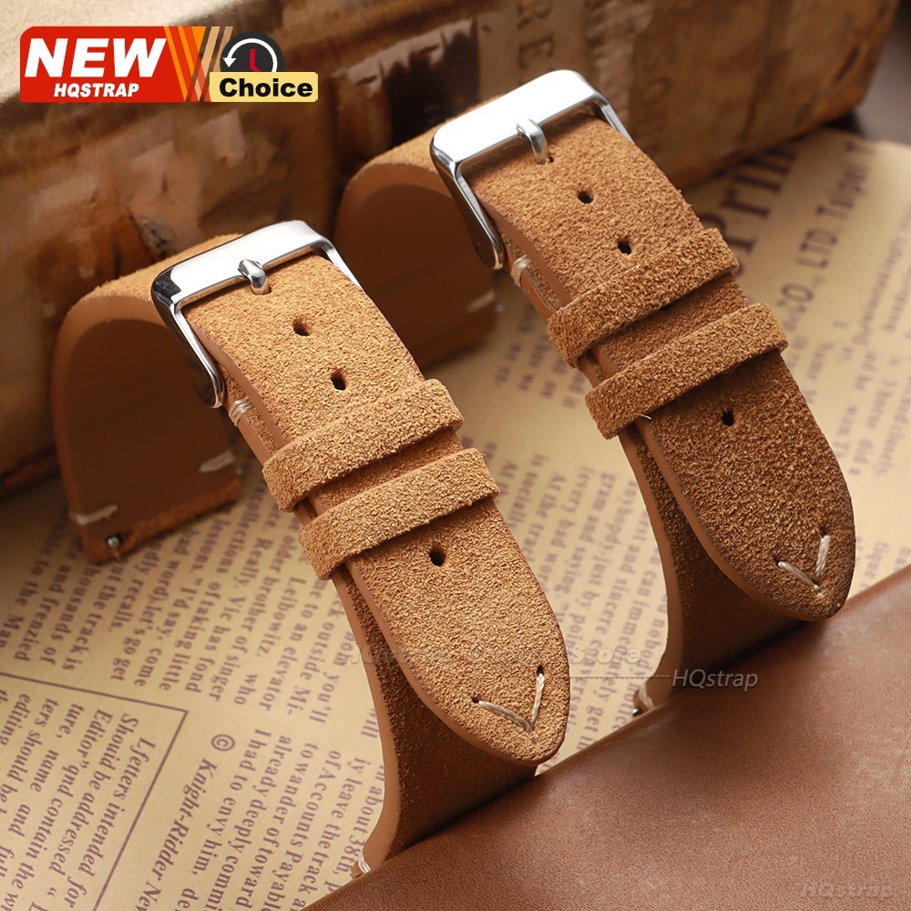 18 19 20 21 22 MM Soft Suede Leather Vintage Strap Watch Band Quick Release