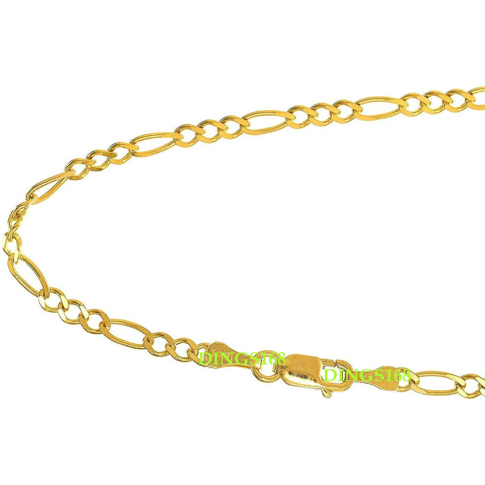 Genuine 18K Gold Filled 16/18/20″/22/24/26/28/30″ 2mm Thin Figaro Chain Necklace